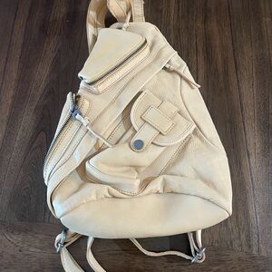 We the Free Cream Leather convertible sling backpack